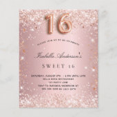 Papier Budget Sweet 16 bleu rose rose rose rose parties s (Devant)