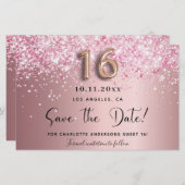 Papier Budget Sweet 16 blush rose enregistrer la date (Devant / Derrière)