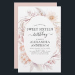 Papier Budget Sweet 16 Boho Dusty rose Floral Anniversair<br><div class="desc">Budget Boho Dusty rose Floral Botanique Bohème Tropical Watercolor Cadre Printemps,  Été,  Automne,  Automne Sweet 16 Anniversaire Fête Invitations - comprend une belle et élégante typographie script avec des fleurs botaniques modernes du désert pour la spéciale Sweet sixteen 16ème Fête Anniversaire.</div>