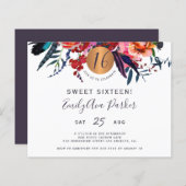 Papier Budget Sweet 16 fête d'anniversaire fleurie invita (Devant / Derrière)