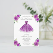 Papier Budget Sweet 16 Invitation Argent Purple Gown (Debout devant)