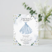Papier Budget Sweet 16 Invitation Blue Floral robe (Debout devant)
