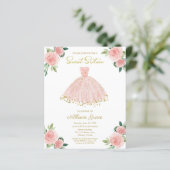 Papier Budget Sweet 16 Invitation Gold Rose Blush Gown (Debout devant)