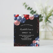 Papier Budget Sweet 16 invitation patriotique noire (Debout devant)