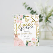 Papier Budget Sweet 16 Invitation Robe Florale Papillon (Debout devant)