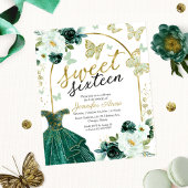 Papier Budget Sweet 16 Invitation Robe Florale Papillon