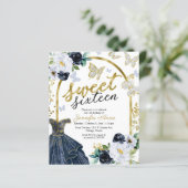 Papier Budget Sweet 16 Invitation Robe Florale Papillon (Debout devant)