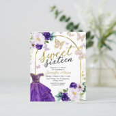 Papier Budget Sweet 16 Invitation Robe Florale Papillon (Debout devant)