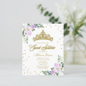 Papier Budget Sweet 16 Invitation Tiara Lavender Floral (Debout devant)