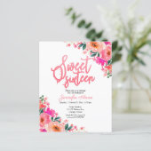 Papier Budget Sweet 16 Invitations Hot Rose Floral (Debout devant)