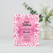 Papier Budget Sweet 16 léopard rose Invitations d'anniver (Debout devant)