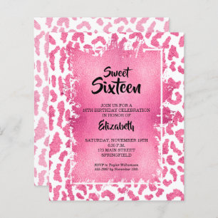 Papier Budget Sweet 16 léopard rose Invitations d'anniver