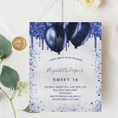 Papier Budget Sweet 16 marine bleu argent invitation