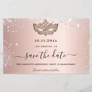 Papier Budget Sweet 16 masquerade or rose enregistrer la