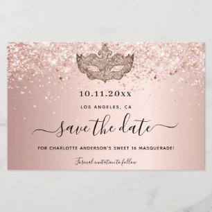 Papier Budget Sweet 16 masquerade or rose enregistrer la