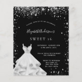 Papier Budget Sweet 16 noir argent parties scintillant ro (Devant)