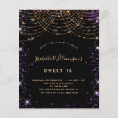 Papier Budget Sweet 16 noir violet parties scintillant po (Devant)