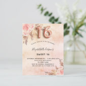 Papier Budget Sweet 16 pampas herbe rose invitation or (Debout devant)