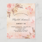 Papier Budget Sweet 16 papillon pampas herbe blush (Devant)