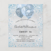 Papier Budget Sweet 16 parties scintillant bleu argent in (Devant)