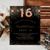 Papier Budget Sweet 16 parties scintillant en or noir inv