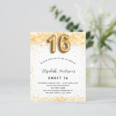 Papier Budget Sweet 16 parties scintillant or blanc invit (Debout devant)