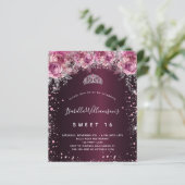 Papier Budget Sweet 16 parties scintillant rose bordeaux  (Debout devant)