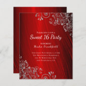 Papier Budget Sweet 16 Party Ruby Red Invitation (Devant / Derrière)