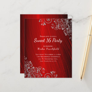 Papier Budget Sweet 16 Party Ruby Red Invitation