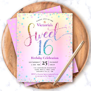 Papier Budget Sweet 16 Rainbow Parties scintillant Ombre