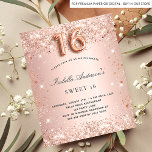 Papier Budget Sweet 16 rose or parties scintillant de rou<br><div class="desc">Pour une soirée Sweet 16, 16ème anniversaire. Un arrière - plan rose à gradient or. Décoré avec de la poussière de parties scintillant en faux or rose. Personnalisez et ajoutez un nom et des détails du parti. Le nom est écrit avec un script de style écrit à la main. Le...</div>