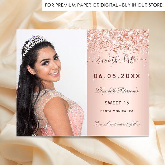 Papier Budget Sweet 16 rose photo broussailleuse Enregist