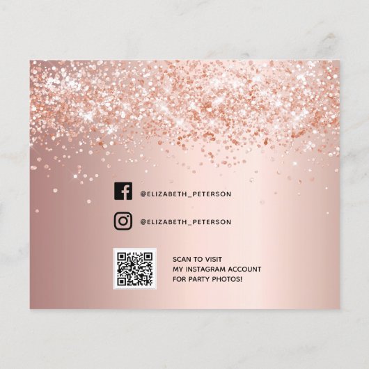 Papier Budget Sweet 16 rose QR code photo merci (Dos)