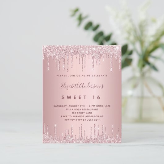 Papier BUDGET Sweet 16 rose roux rose parties scintillant (Debout devant)