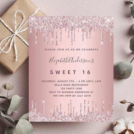 Papier BUDGET Sweet 16 rose roux rose parties scintillant