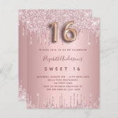 Papier BUDGET Sweet 16 rose roux rose parties scintillant (Devant / Derrière)