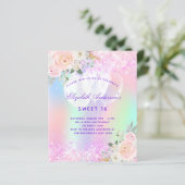 Papier Budget Sweet 16 rose violet ballon fleuri (Debout devant)