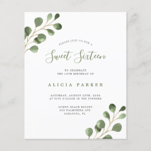 Papier Budget Sweet 16 simple invitation de fête d'annive