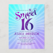 Papier Budget Sweet 16 Super Purple Blue Gradient Invitat (Devant)