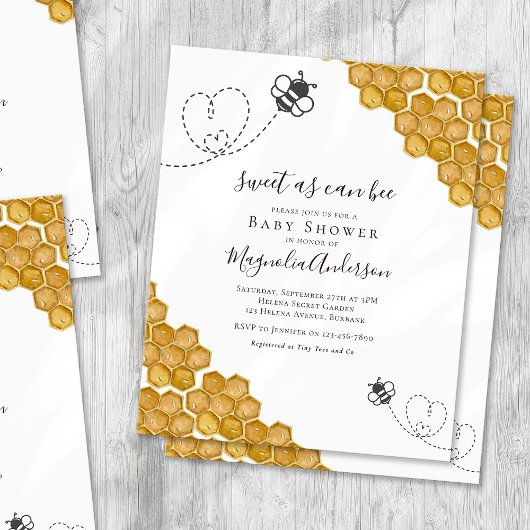 Papier Budget Sweet as Can Bee Baby shower Invitation