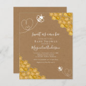 Papier Budget Sweet as Can Bee Baby shower Invitation (Devant / Derrière)