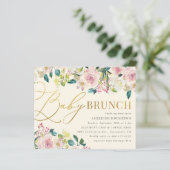 Papier Budget Sweet Floral Gold Script Bébé Brunch (Debout devant)