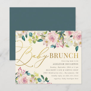 Papier Budget Sweet Floral Gold Script Bébé Brunch