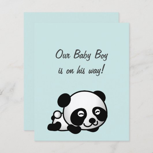 Papier Budget Sweet Panda On Blue C'est un Baby shower ga (Devant / Derrière)