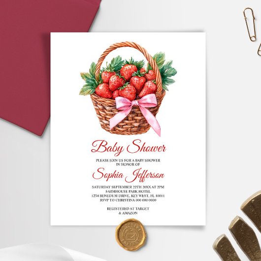 Papier Budget Sweet Strawberry Baby Shower Invitation