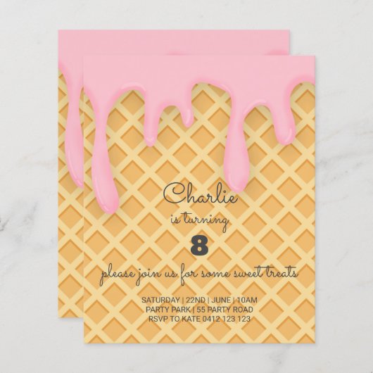 Papier BUDGET Sweet Traitements Glace Anniversaire Invita (Devant / Derrière)