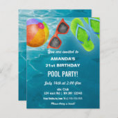 Papier Budget Swimming Pool Party Birthday Invitation (Devant / Derrière)
