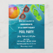 Papier Budget Swimming Pool Party Birthday Invitation (Devant)