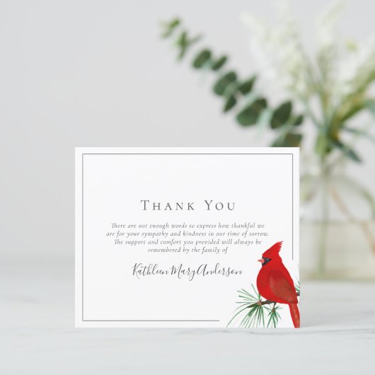 Papier BUDGET Sympathie Cardinal Funérailles Merci Note (Debout devant)