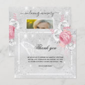 Papier Budget Sympathy argent rose floral photo merci (Devant / Derrière)